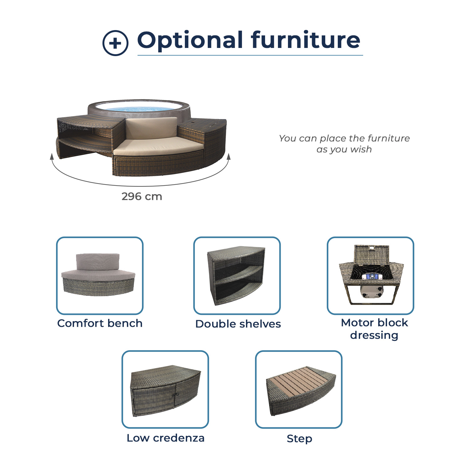 Netspa semi-rigid hot tub Vita Premium furniture